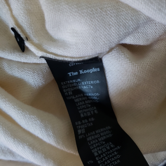 The Kooples Cold Shoulder Ruffle Merino Wool Knit flounce Sweater 3 cream large - Picture 13 of 15